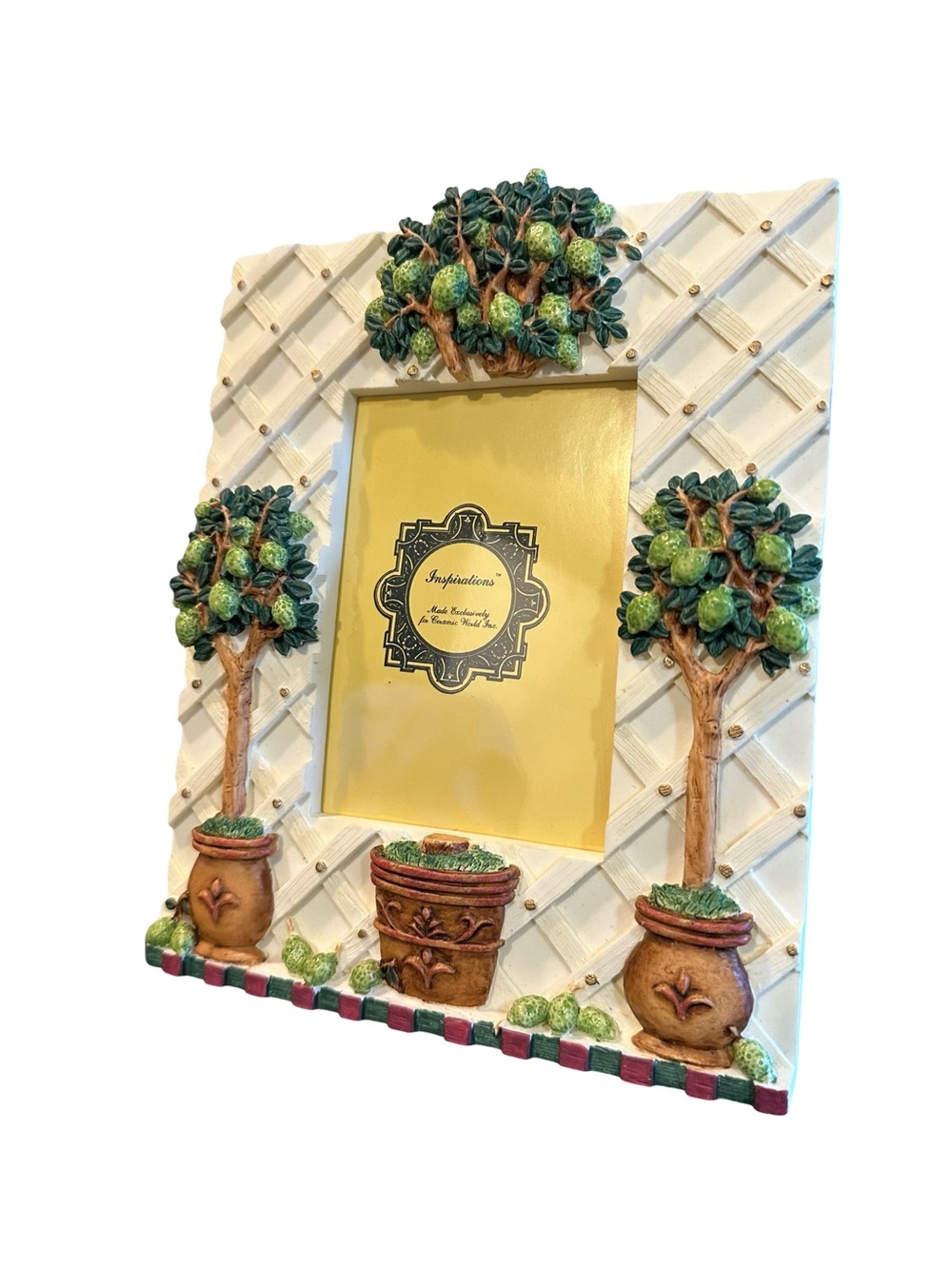VTG Ceramic World Inc Lemon Topiary Trellis Picture Frame 4x6 Cottagecore